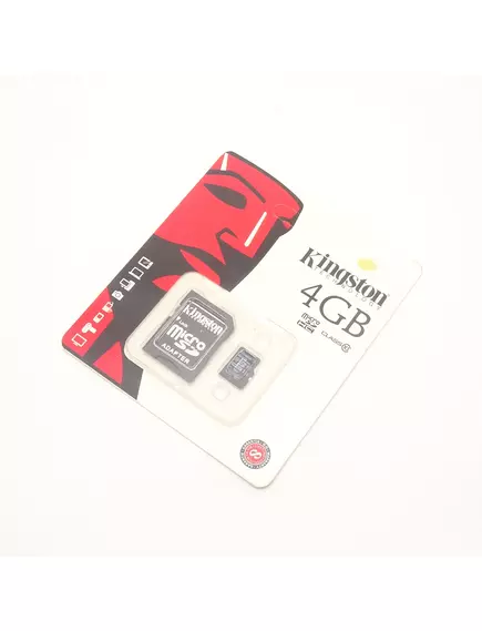 Flash card micro SDHC 4GB (class10)+(адаптер SD) KINGSTON - Карты памяти SD, microSD, USB флешки - Радиомир Саратов