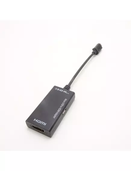 ПЕРЕХОДНИК microUSBшт. + microUSB гн.(вход) на HDMI гн.(выход) на кабеле 0.85см; материал корпуса: пластик; цвет:черный - USB переходники - Радиомир Саратов