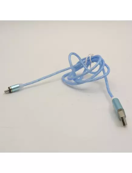 КАБЕЛЬ USB-AM / microUSB (штек.5pin) ver.2.0 LED магнитный 360 градусов 1,0м Круглый; d=3,2мм; цв:голубой - USB-AM x microUSB - Радиомир Саратов