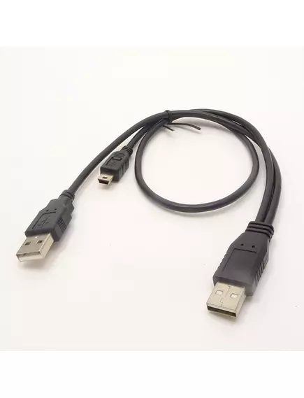 КАБЕЛЬ USB >USB AM-AM + mini USB штек. 5PIN ver.2.0 0,5м (штек.USB A - штек.USB A + штек. mini USB) (DAYTON) - USB-AM x USB-AM +miniUSB - Радиомир Саратов