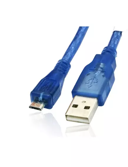 КАБЕЛЬ USB-AM / microUSB (штек.5pin) ver.2.0 0,5м Для контроллеров ARDUINO  Силикон, круглый ( d=5мм ) , синий. - USB-AM x microUSB - Радиомир Саратов
