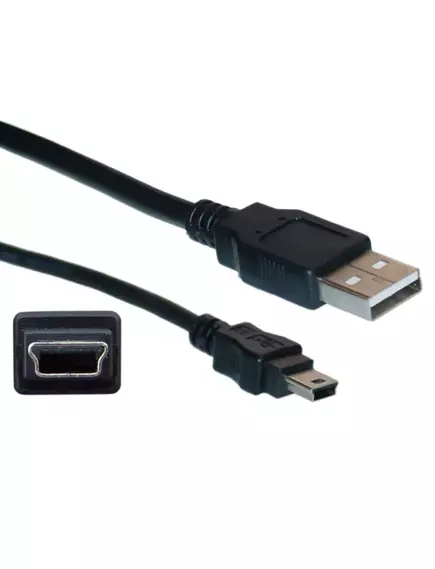 КАБЕЛЬ USB-AM / miniUSB ( штек.5pin ) ver.2.0 ( 0,5м )  ( Plastic- Nickel ); цвет: черный - USB-AM x miniUSB - Радиомир Саратов