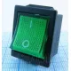 Клавишный переключатель прямоугольный, 4pin, 2xOFF-ON, AC 220/250V 16A, под клеммы 6.3мм, подсв.:зеленый, 27x22x16мм, Фланец: 32х25мм, IP55 (KCD4-101/4PN, KCD4) - 15-16A Прямоугольный "широкий" - Радиомир Саратов