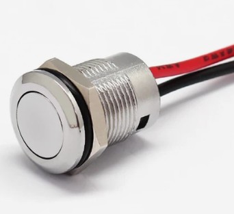 Антивандальная кнопка круглая для домофона, 2pin, OFF-(ON) без фиксации, 12-24V 5.0A, под гайку М12, с проводами, d:12мм, IP67 (FLM12-BW) Антивандальная кнопка круглая для домофона, 2pin, OFF-(ON) без фиксации, 12-24V 5.0A, под гайку М12, с проводами, d:12мм, IP67 (FLM12-BW)