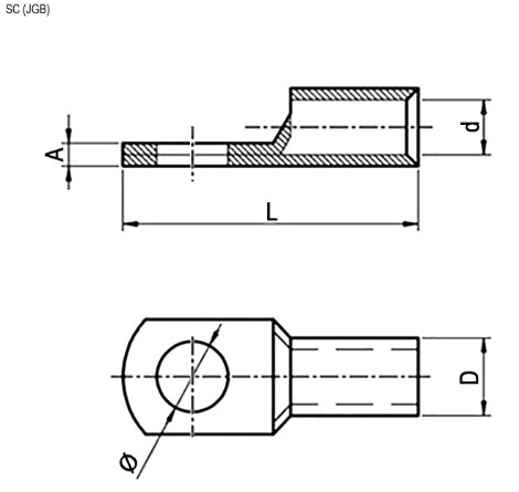 Наконечник (обжимная клемма) М6 для силового кабеля 4mm2; SC4-6 (JGB4-6) (КВТ4-6) (TML4-4) предназначена для оконцевания проводов и кабелей с медными  фото 2
