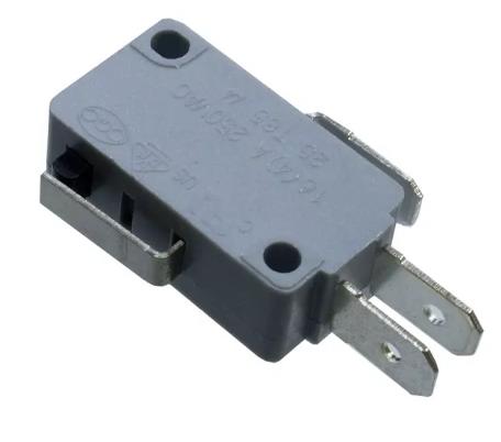 Микропереключатель с пластиной 10мм, 3pin, ON-(ON) без фиксации, AC 220/250V 16A, 28x10x16мм, корпус: черный/серый (KW7-03-2, SC799)