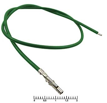 Контакт питания (гнездо) на проводе L=30см (MF-F 4,20mm AWG18 0,3m Green) (зеленый) (Для разъемов серии MINI-FIT) 5557/5559