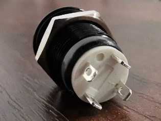 Антивандальная кнопка круглая для домофона, 4pin, OFF-(ON) без фиксации, AC 220V 2.0A, под гайку М12, под пайку, подсв.:красный (U:12-24V), d:12мм, но фото 3