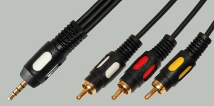 КАБЕЛЬ 3.5 (4pin)  ШТЕК СТЕР - 3RCA  1,5М   ЧЕРНЫЙ  GOLD - 3xRCA "шт" OD3.5x10.5мм PREMIER 