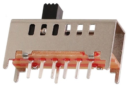 Переключатель движковый (ползунковый), 7pin, 6 полож., 50V  0.5A, под пайку, 26,5x8x9мм, на плату (SS-17F 01 1P7T,SS-36P7,SS-36P6 , TSH)