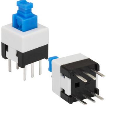 Микрокнопка квадратная модульная, 6pin с фиксацией, 30V 0.1A, 7x7x12мм (PB22E07)