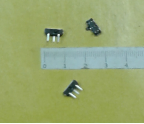 Переключатель движковый (ползунковый), 3pin, ON-ON с фиксацией, под пайку, 9x4x3мм, L=2мм, DIP угловой, корпус: черный (MSK22D18G2.2 )