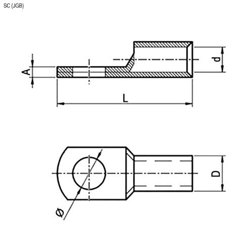Наконечник (обжимная клемма) М6 для силового кабеля 2.5mm2; SC2.5-6.2 (JGK2.5-6.2) (КВТ2.5-6.2) (TML2.5-6.2) предназначена для оконцевания проводов и  фото 3