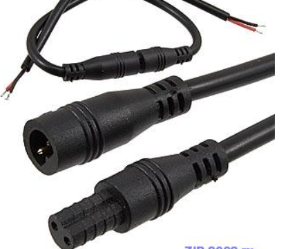 Разъем герметичный 2-х контактный (2 PIN) (IP65) КОМПЛЕКТ (штыревая+гнездовая часть) Черный обрезиненный пластик на кабеле (2P F/M 22AWG*2 L150mm BLAC