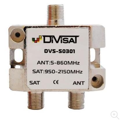 Диплексор (сумматор-делитель) SAT(950-2150MHz)+TV(5-860MHz) "DVS 03-01" в усиленном корпусе предназначен для пердачи спутникового и эфирного сигнала п