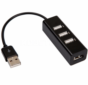 Разветвитель USB 2.0 (4 входа) 4-PORT HUB 480Mbps Длина кабеля 0,18м Не для зарядки устройств! (Концентратор USB (HUB)) черный Разветвитель USB 2.0 (4 входа) 4-PORT HUB 480Mbps Длина кабеля 0,18м Не для зарядки устройств! (Концентратор USB (HUB)) черный