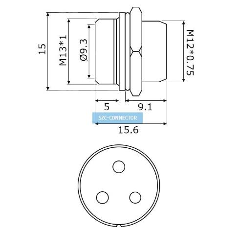 РАЗЪЕМ GX12M-3B   MIC12 3P (D12mm) 3PIN ШТЕКЕР НА КОРПУС под пайку металл с гайкой  (1-566-3) (ответная часть гнездо GX16 12M-3A 12029)  фото 4