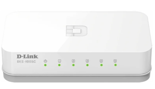 Коммутатор D-LINK DES-1005C (неуправляемый)  настольный (RJ45) порты 10-100Base-TX поддержка авто-MDI / MDIX; контроль потока IEEE 802.3; пропускная с