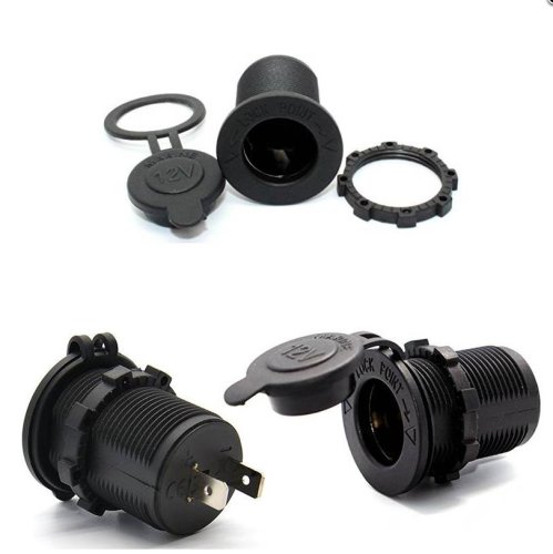 Гнездо прикуривателя на корпус (с крышкой) 12V; ВРЕЗНОЕ; Пластик; 10А; на клеммах 6,3мм; монтаж в панель, d=27мм (с гайкой);глубина гнезда:37мм + кабе фото 4