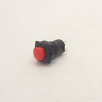 Кнопка круглая, 2pin, OFF-(ON) без фиксации, AC 220/250V 1.5A, d:12мм Фланец: 15х15мм, нормально разомкнут, корпус: красный (DS-225, PB-1201, D-319)