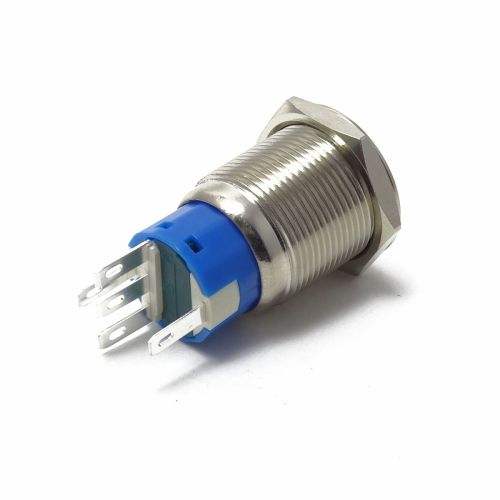 Антивандальная кнопка круглая, 5pin, OFF-(ON), 12V 5.0A, под гайку М19, под пайку, подсв.:зеленый, d:19мм Фланец: 22мм (SC-985) фото 2 Антивандальная кнопка круглая, 5pin, OFF-(ON), 12V 5.0A, под гайку М19, под пайку, подсв.:зеленый, d:19мм Фланец: 22мм (SC-985) фото 2
