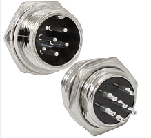 РАЗЪЕМ GX16 16M-6B (D16mm) 6PIN ШТЕКЕР НА КОРПУС металл под пайку  (1-562-6 MIC 6P)  (ответная часть гнездо на кабель GX16 16M-6A 12700) 