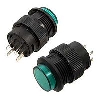 Кнопка круглая, 4pin, OFF-(ON) без фиксации, AC 220/250V  3.0A, подсв.:зеленый, d:16мм, нормально разомкнут (R16-503BD-G, D-314)