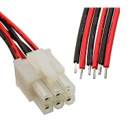 Разъем питания низковольт  6pin шаг 4.2мм (MINI-FIT) (MX5557) с проводами 20AWG(0.5 кв.мм) (штыревая часть MF-2x3F wire 0.3m /10х15х20мм  87191