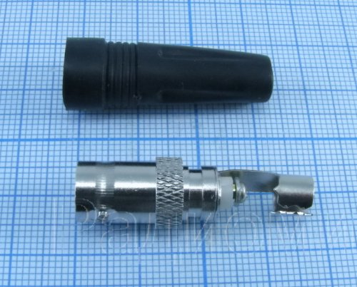 Разъем BNC ГНЕЗДО НА КАБЕЛЬ RG58, RG59, RG6 ПОД ВИНТ; с колпачком (пластик); корпус-никелированный цинк (05-3082/ PROconnect 05-3082-4/4-133)