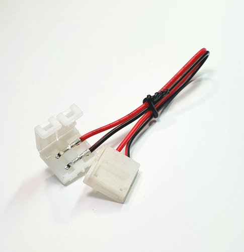 Разъем 2pin IP20 ( 2шт на проводе- 140мм )  ( 10мм ) Соединитель для открытой св/д.ленты 30-60LED шириной: 10мм БЕЗ ПАЙКИ