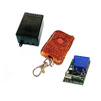 МОДУЛЬ ДУ устройствами 1 канал  315MHz ( ПРИЕМНИК+ПЕРЕДАТЧИК-пульт: 1кн. )  ( Брелок ) Кодировщик сигнала: чип EV1527;  черн блок / коричн пульт