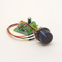 РЕГУЛЯТОР МОЩНОСТИ ШИМ ПОСТ. ТОКА до 2A, U=2-12V, P=до 24W с ручкой управления на проводе/ Сомовосстанавливающийся предохранитель защиты от перегрузки