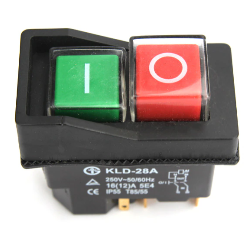 Пусковая кнопка для бетономешалки, 5pin, AC 220/250V 16A, IP55 (YH02-A, DKLD DZ-6 (KLD-28A) )