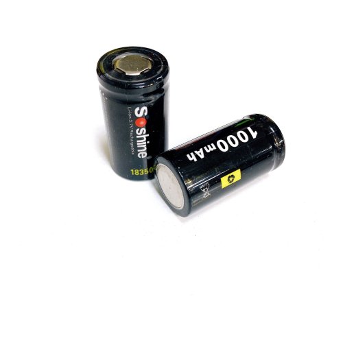 АККУМУЛЯТОР  18350 3,7V 1000mAh Li-Ion (35x18 мм) ICR 18350 SOSHINE (без платы защиты) (литий-ион) технология 