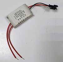 Драйвер для светильников, 300mA, 13-26V, 5W, вх: AC 85-265V, вх. разъем: два провода, вых. разъем: 2pin с защелкой., пластик, 53x30x22мм, YF- (4-5)x1W