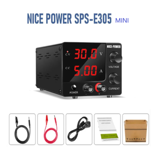 Блок питания лабораторный импульсный, 0-30V, 0-5A, 150W, 103x165x79мм, вх: AC 220-250V, с кабелем, металл, вентилятор. MINI NICE-POWER SPS-E305