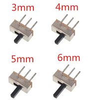 Переключатель движковый (ползунковый), 3pin, 2 полож., ON-ON, 50V 0.3A, под пайку, 8,5x3,7x3,5мм, L=3мм, DIP (SS12D00G3/SS12D00)