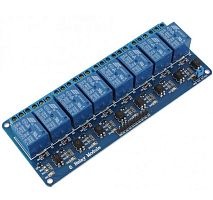 МОДУЛЬ РЕЛЕ на 8 каналов 5V для ARDUINO  Uпит=5V; U max.коммутир.=30VDC/250VAC; ток max.коммутир.=10A;  габариты:139 х 47 х 19 мм