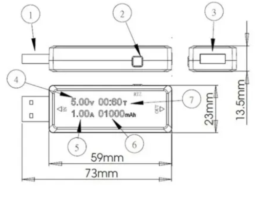 USB ТЕСТЕР напряжения и тока+подсчет емкости заряж. аккум  U=4,0 -20,0V(10mV): A=0 -3A (10mA) Предназначен для измерения напряжения на выходе USB  фото 5