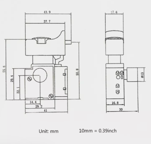 Пусковая кнопка для электродрели, 2pin с фиксацией кнопкой, AC 220/250V 6.0A, под винт, корпус: черный (FA2-6/1BEK M9-6/1BEK) фото 2