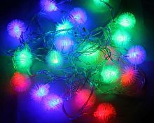 Гирлянда св/д RGB 28LED дл=4,2м "Нить - Пушок" Быстрое изменение цвета, AC220V, контроллер, прозрачный провод 