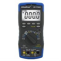 Мультиметр HoldPeak HP-770HC (c термопарой) разреш:6000 отсчетов Udc=600mv/Uac=600mv/ Idc(ac)=10A/R=0,1Om-60MOm/Cx=10nF-100000uF/F=9.99 MHz/функц:True