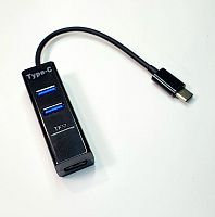 Разветвитель USB 2.0 (3 входа) 3port Штекер TYPE-C; Орбита НВ-117 + CARD READER TF 480mbps длина кабеля 0,1м (Концентратор USB (HUB)+картридер)