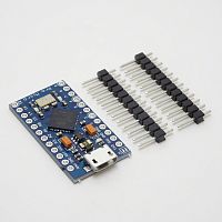 Модуль LEONARDO Pro Micro на ATMEGA32U4 для ARDUINO  Порты вх/выхода: 12 аналог./4 цифр; RS232 (Rx/Tx) ; АЦП: 4кан (10бит кажд) ; Uпит: 5V; такт.