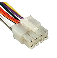 Разъем питания низковольт  8pin шаг 4.2мм (MINI-FIT) (MX5557) с проводами 20 AWG (0.5 кв.мм) (штыревая часть MF-2x4F wire 0.3m /10х18х20мм) (ответная 