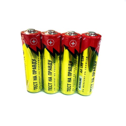 БАТАРЕЙКА  R06  (LR06/ LR6/ 316/ AA)  1,5V  Alkaline "Тест на правду" SR4  упаковка 4 шт