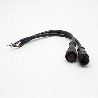 Разъем герметичный 2-х контактный (2PIN) (IP67) КОМПЛЕКТ (штыревая+гнездовая часть) Черный обрезиненный пластик (BLHK16-2PB)