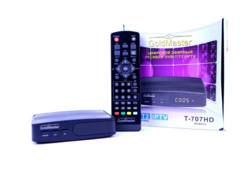 Цифровая ТВ приставка  GoldMaster T-707HD   ( DVB-T2/T ) Процессор: MSTAR MSD7T00 чип R836 Гид (EPG)  Форматы: (AVI, MKV, VOB, MP4), фото(JPEG, BMP) м
