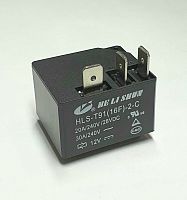 Реле э/м DC12V 20A 5pin, пайка (PCB), Контакты: 1 перекл.группа (1С)+3pin под клеммы (20A/10A/28VDC; 20A/10A/240VAC) 32,5x27,5x20мм (HE LI SHUN HLS-T9
