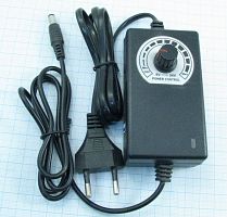 Блок питания регулируемый, 9-24V, 1.0A, 9-24W, штекер: 5,5 х 2,5мм, В корпусе, вх: AC 220-250V, Встроенный сетевой шнур. Аналоговый model: 2401000